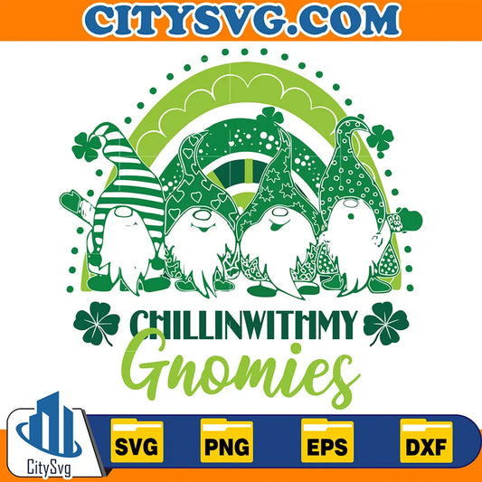 ChillinWithMyGnomiesStPatricksDayShamrockSvg
