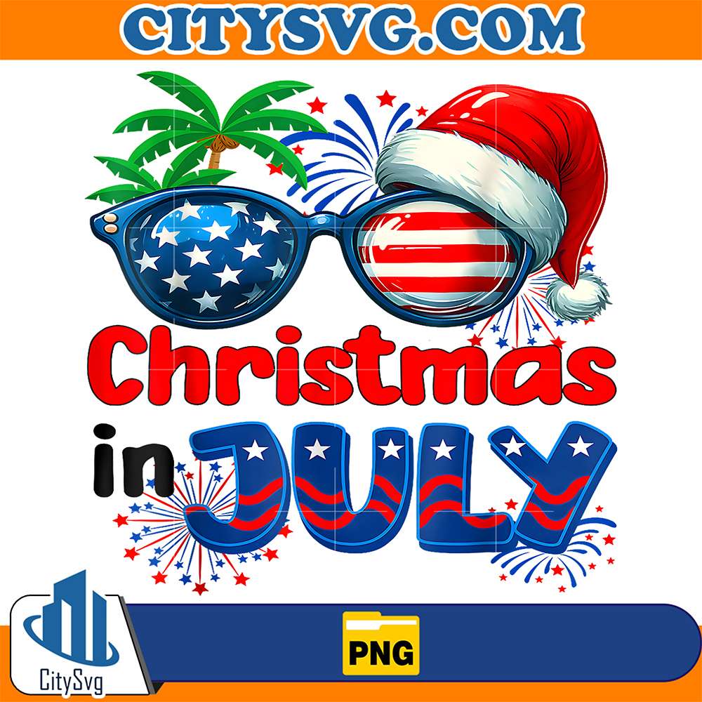 Christmas-In-July-Summer-Beach-Hawaii-Santa-USA-Flag-Png