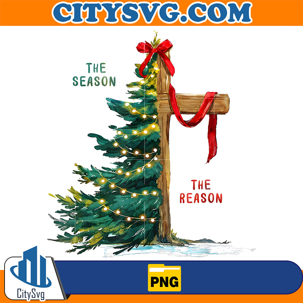 Christmas-Tree-The-Season-Jesus-Cross-The-Reason-Png