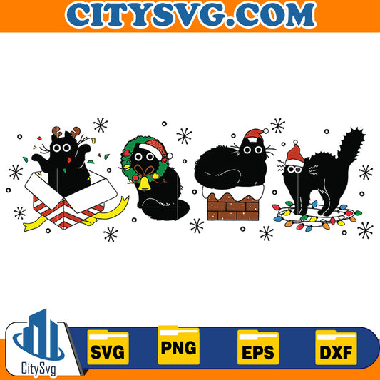 Christmas Black Cat Svg