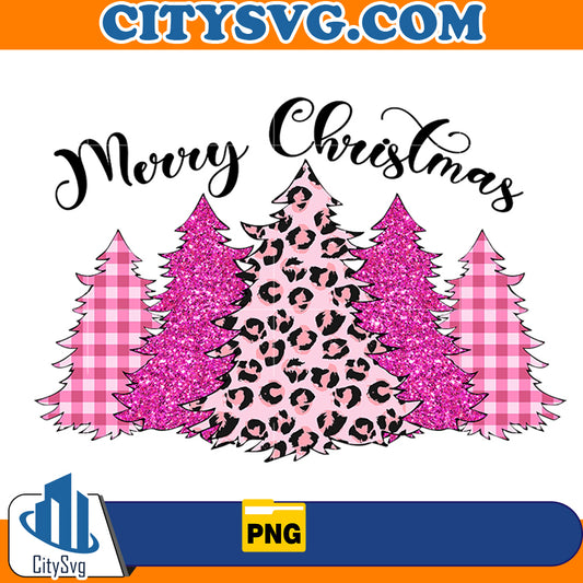 Pink Merry Christmas Leopard Png