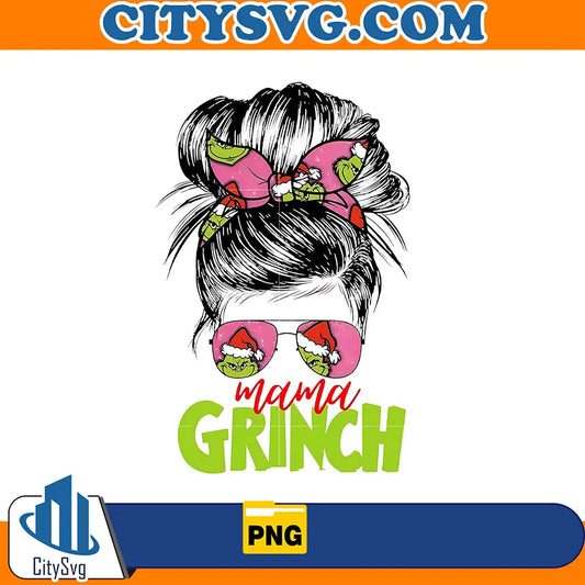 ChristmasMessyBunMamaGrinchPng