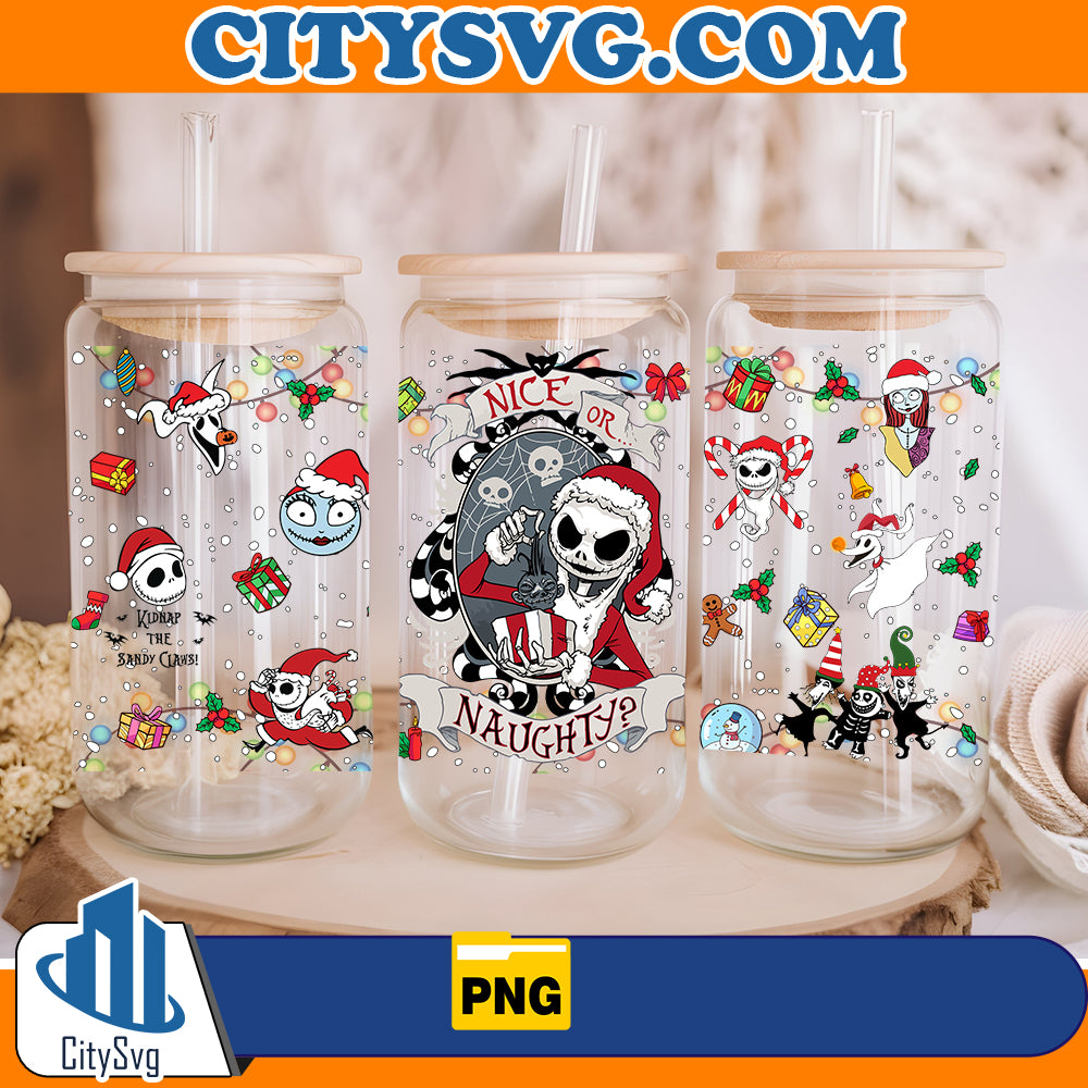 Christmas Nightmare Movie 16oz Glass Wrap Png