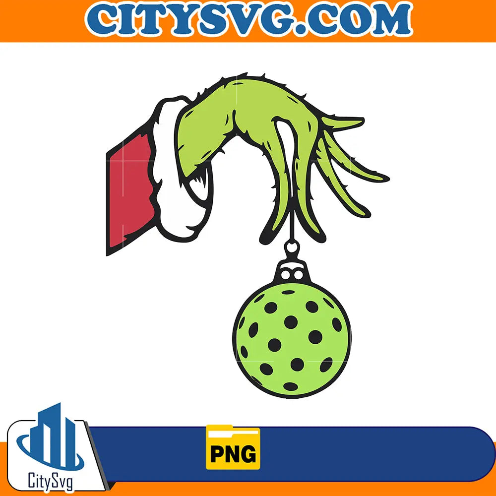 ChristmasPickleballGrinchHandPng