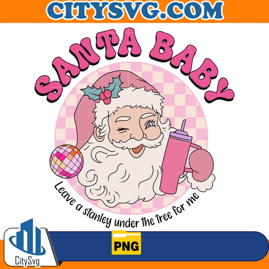 ChristmasSantaClausBabyLeaveAStanleyUnderTheTreeForMePng