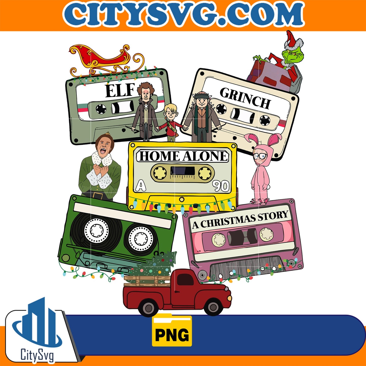Christmas Moives Cassette Png CitySvg
