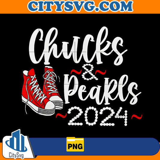 Chucks And Pearls Kamala Harris 2024 Png