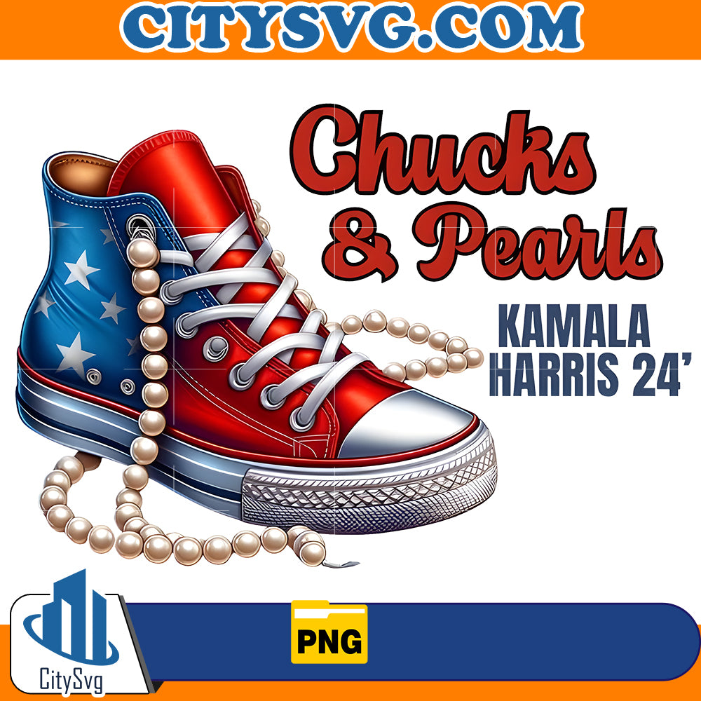 Chucks and Pearls Kamala Harris 2024 Png