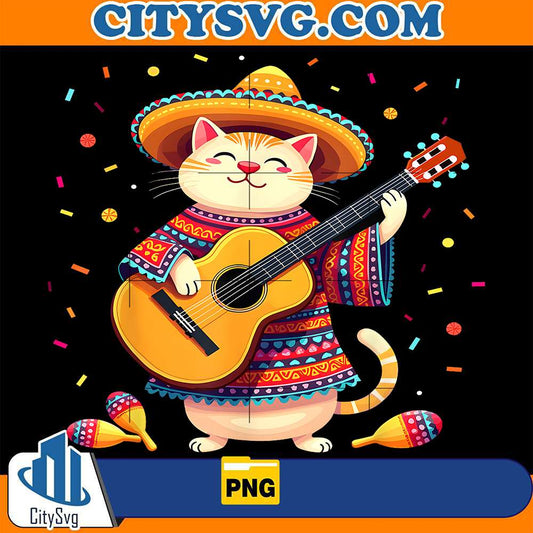 Cinco-De-Mayo-Guitar-Cat-Mexican-Sombrero-Png