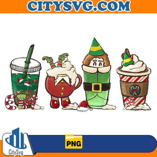 Christmas elf coffee cups Png