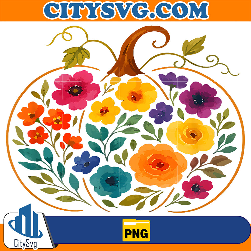 Colorful-Flowers-Pumpkin-Shape-Thanksgiving-Farmer-Farming-Png