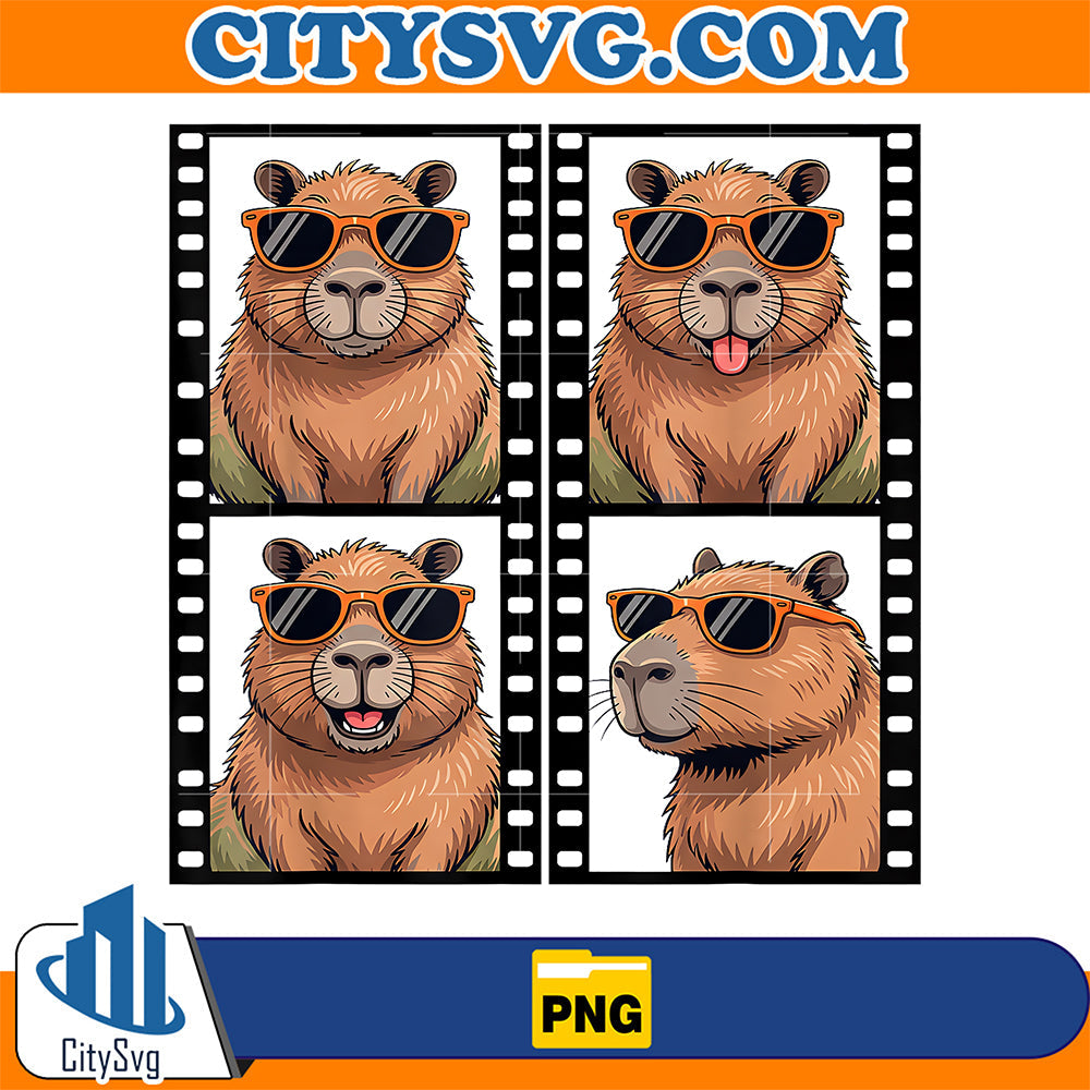 Cool-Capybara-with-Sunglasses-PhotoBooth-Funny-Rodent-Animal-Png
