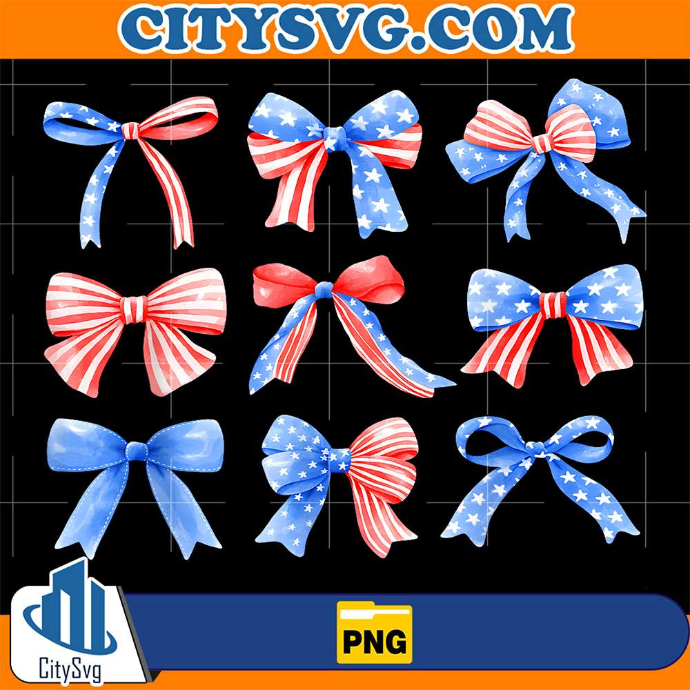 Coquette-Bows-Red-White-Blue-USA-Flag-4th-Of-July-Png