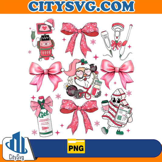 CoquetteBowNursePinkChristmasPng