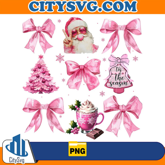 CoquetteBowPinkChristmasPng