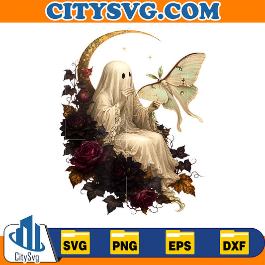 Cottagecore-Flower-Ghost-Luna-Moth-Moon-Gothic-Halloween-Svg
