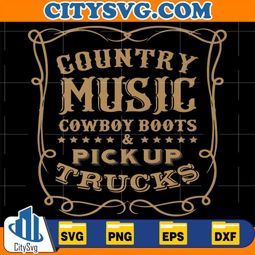 Country-Music-Cowboy-Boots-And-Pick-Up-Trucks-Svg