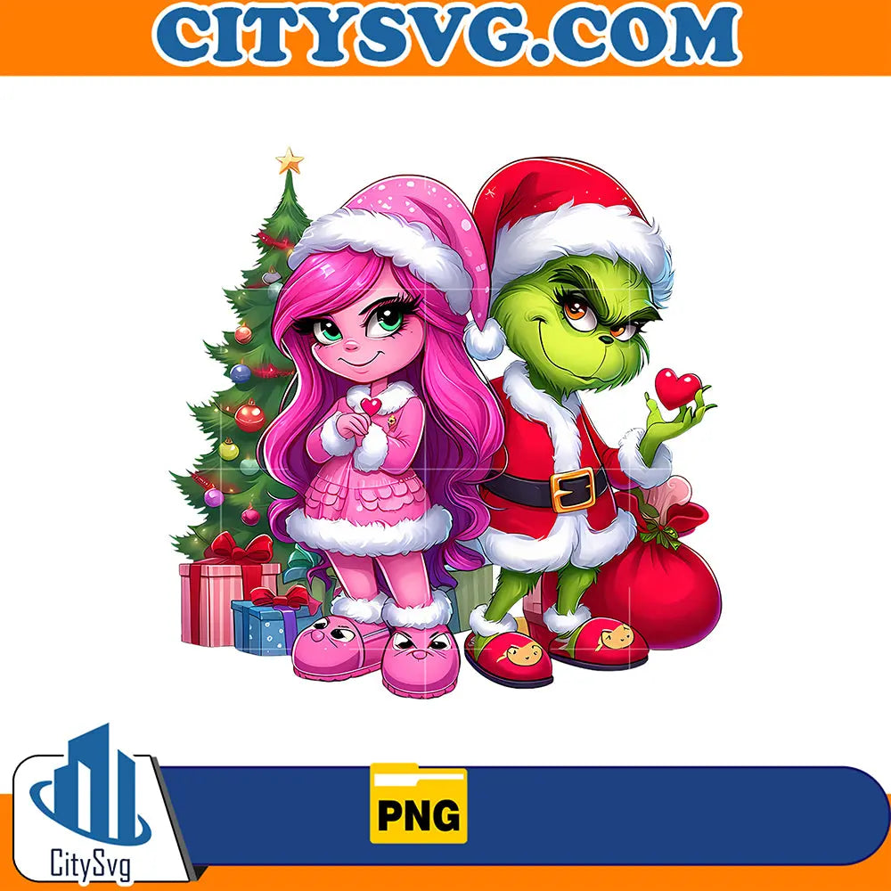 CoupleGrinchPinkBougiePreppyPng