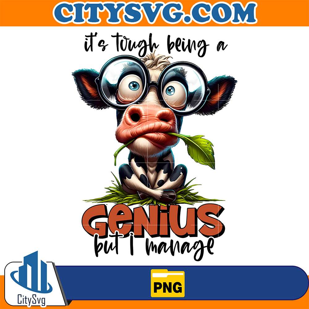 Cow-It-s-Today-Being-A-Genius-But-I-Manage-Png
