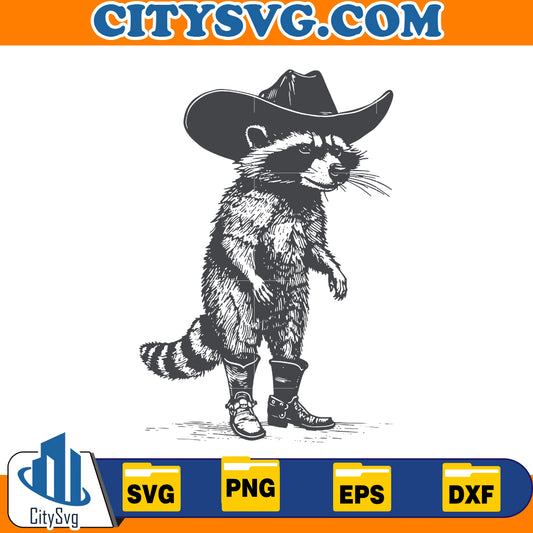 Cowboy Racoon Svg