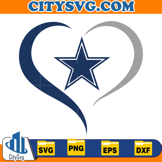 Heart Dallas cowboys Svg