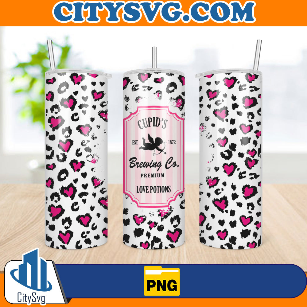 CupidEst1872BrewingCo20ozSkinnyValentineTumblerSublimationDesignsPng