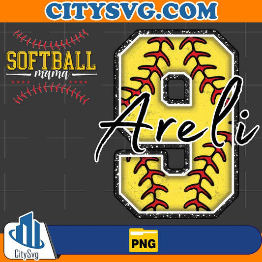 Custom-Softball-Mama-Number-9-Areli-Png