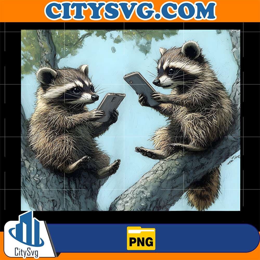 Cute-Baby-Raccoon-Texting-Adorable-Wildlife-Animal-Love-Png