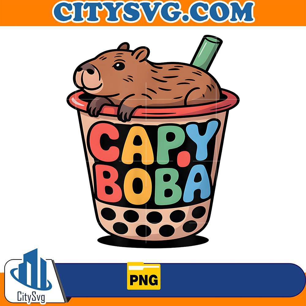 Cute-Capybara-Capy-Drinking-Bubble-Tea-Boba-Lover-Png