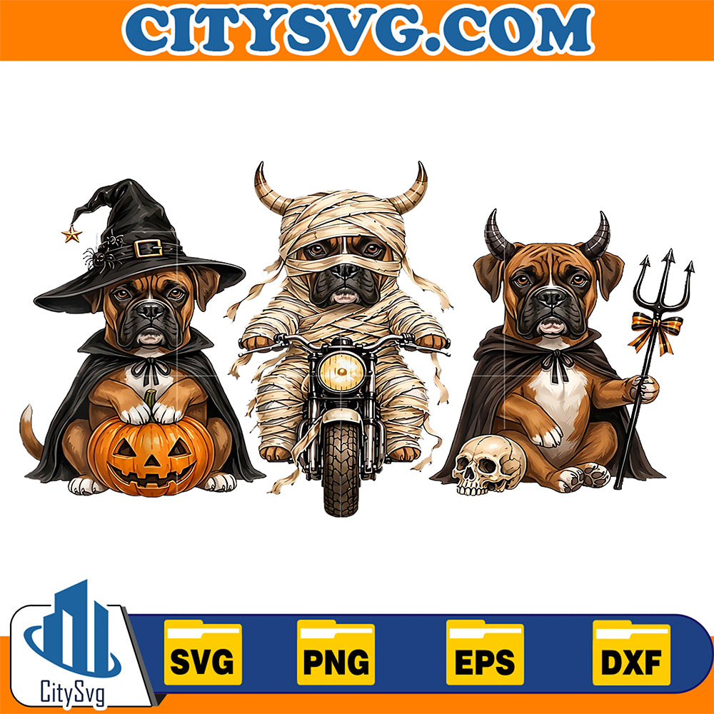 Cute-Halloween-Boxer-Dog-Pumpkin-Ghost-And-Witch-Svg