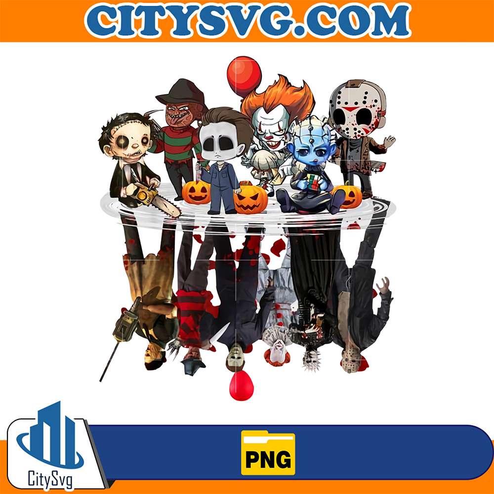 Cute-Horror-Movie-Chibi-Character-Water-Reflection-Halloween-Png
