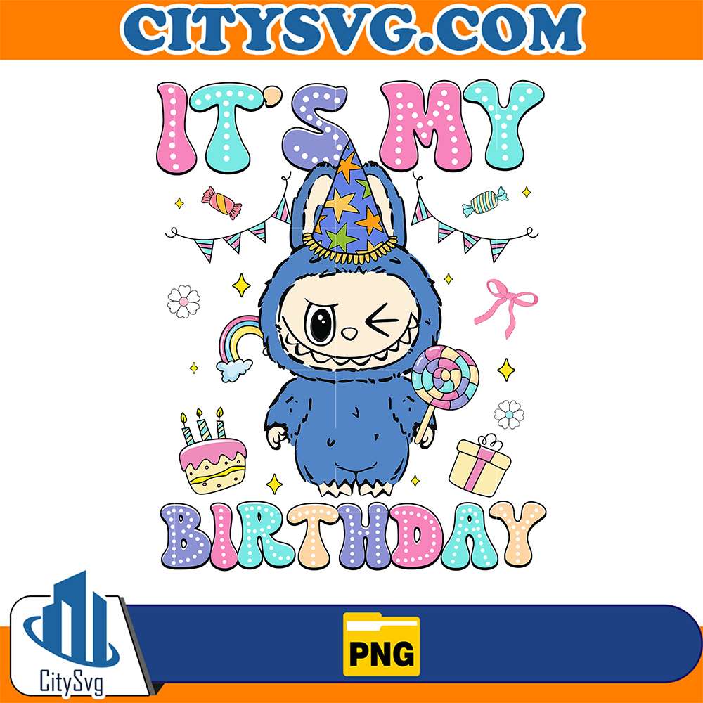 Cute-It-s-My-Birthday-Blue-Labubu-Png