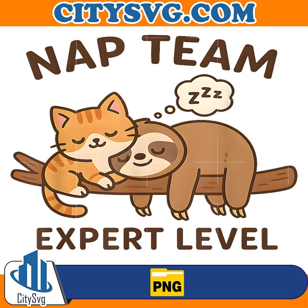 Cute-Kawaii-Cat-And-Sloth-Sleeping-Nap-Team-Expert-Level-Png