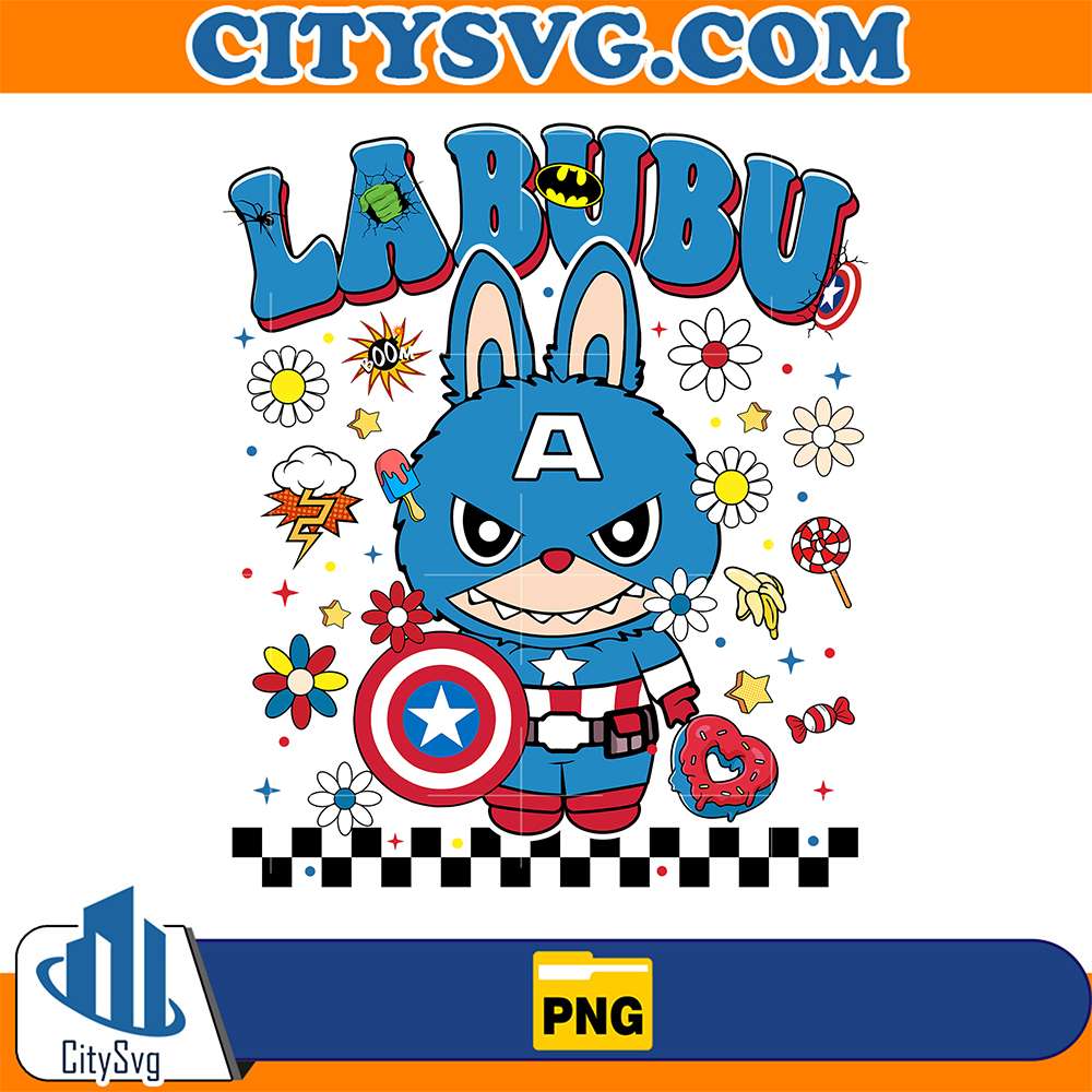 Cute-Labubu-Superhero-America-Png