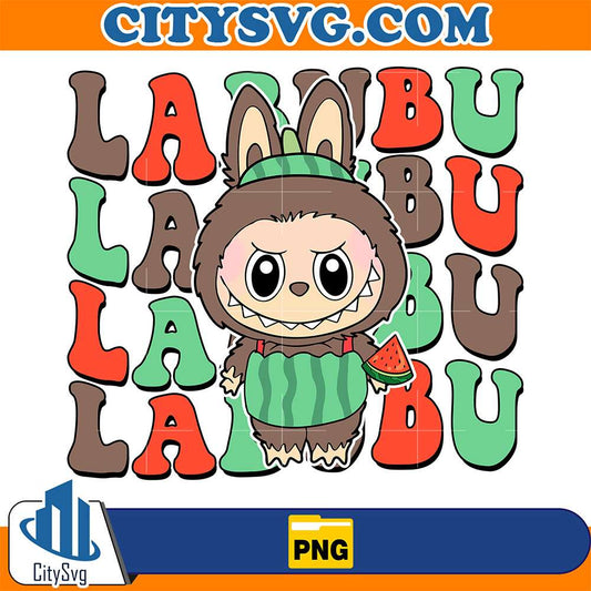 Cute-Labubu-Watermelon-Kawaii-Summer-Style-Labubu-Png