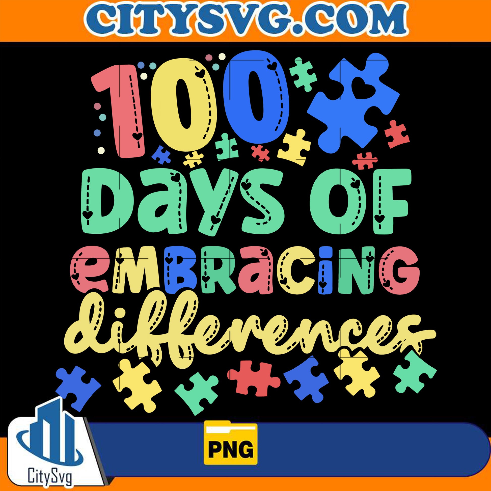 Cute100DaysOfEmbracingDifferencesAutismAwareness100DaysofSchoolPng