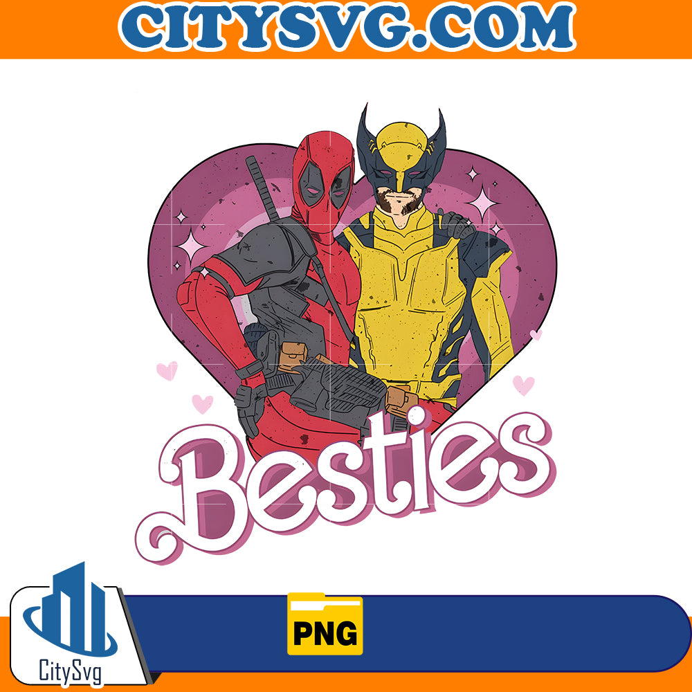 Cute Deadpool Wolverine Besties Forever Png