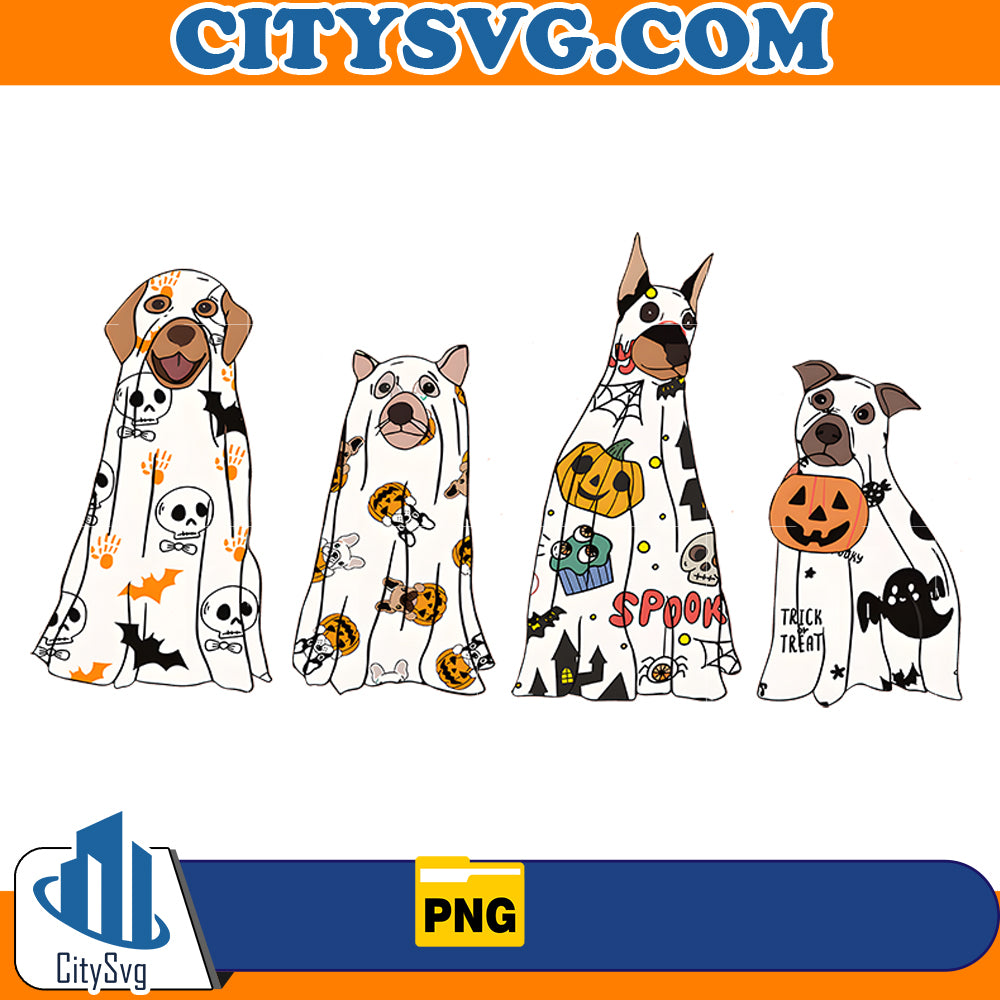 Cute Ghost Dog Halloween PNG, Pumpkin Dog Png