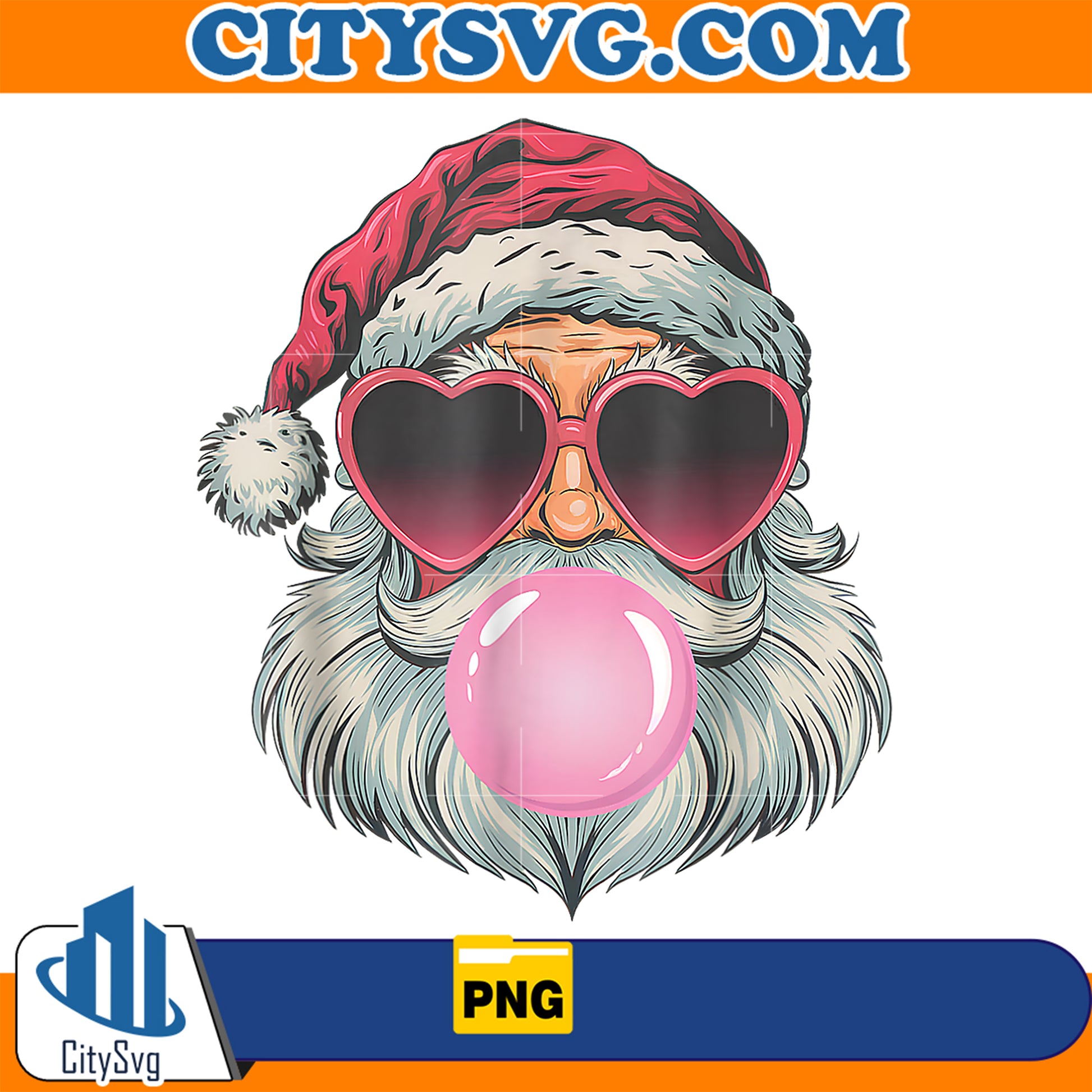 CuteRetroSantaChristmasBlowingBubbleGumVintageGirlyPng