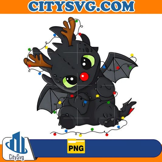 CuteToothlessChristmasLightsPng