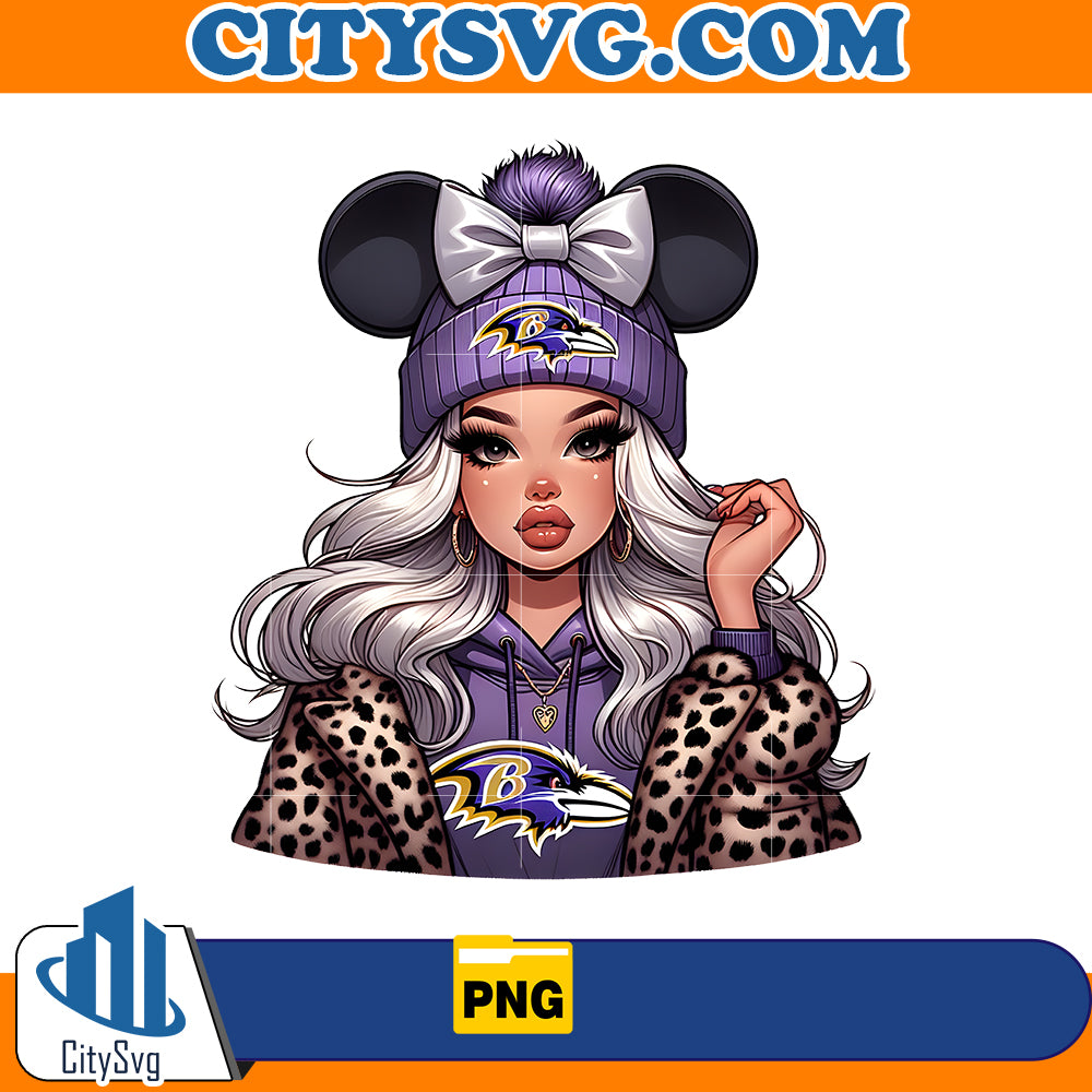 Cute Girl Minnie Baltimore Ravens Png