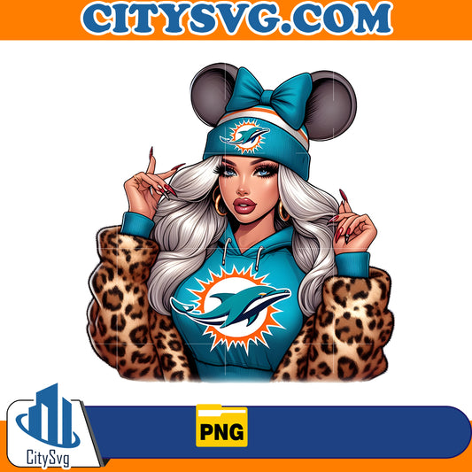 Cute Girl Minnie Miami Dolphins Png