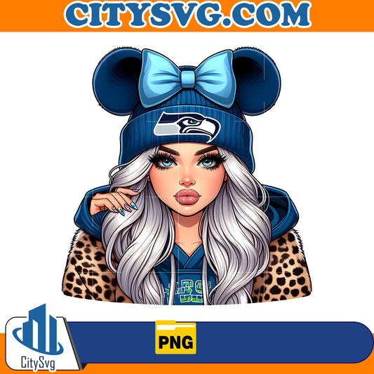 Cute Girl Minnie Seattle Seahawks Png