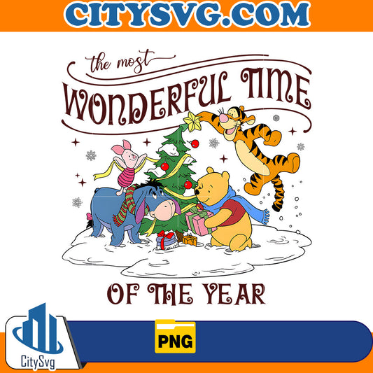 It's The Most Wonderful Time Of The Year Christmas Png, Winnie the Pooh Png CitySvg