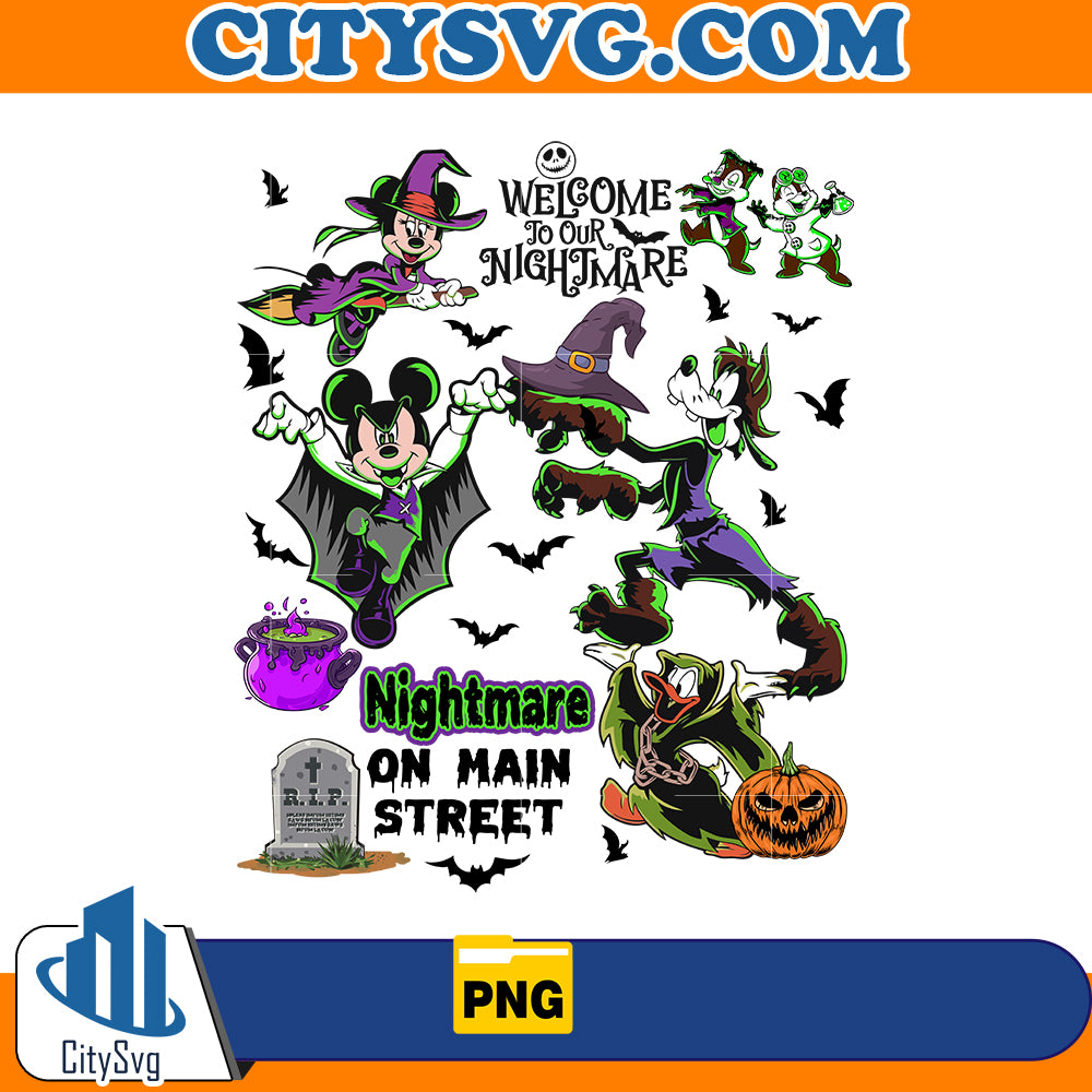 Mickey & Friends Halloween Nightmare On Street Png