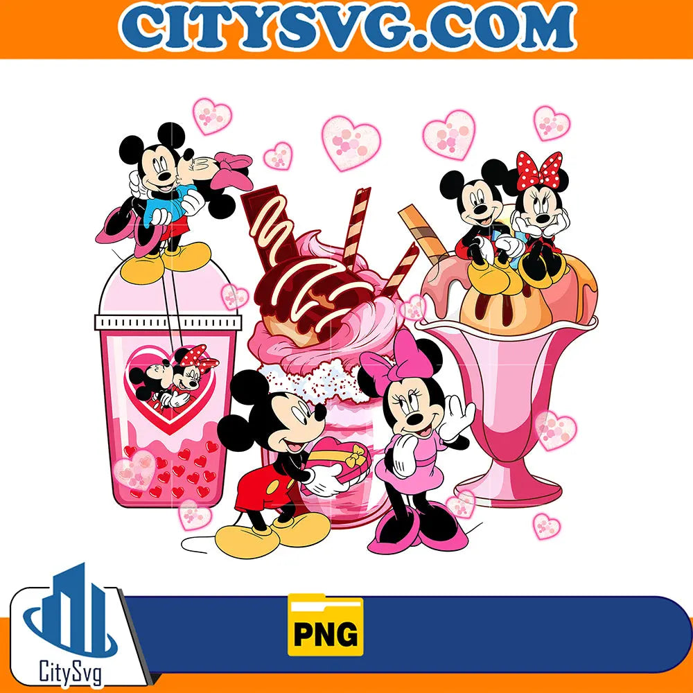 DIsneyValentineMickeyAndMinnieCoffeeValentinePng
