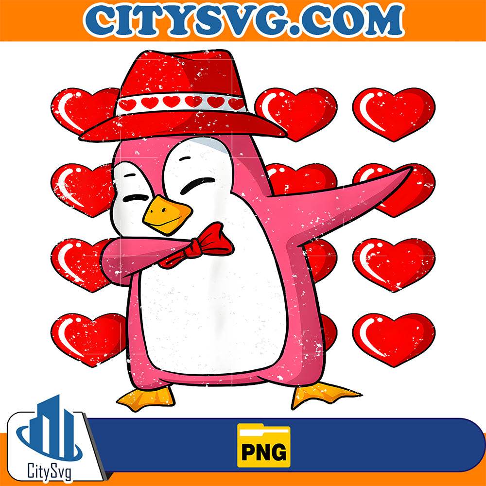 Dabbing-Penguin-Hearts-Valentines-Day-Animal-Love-Wildlife-Png