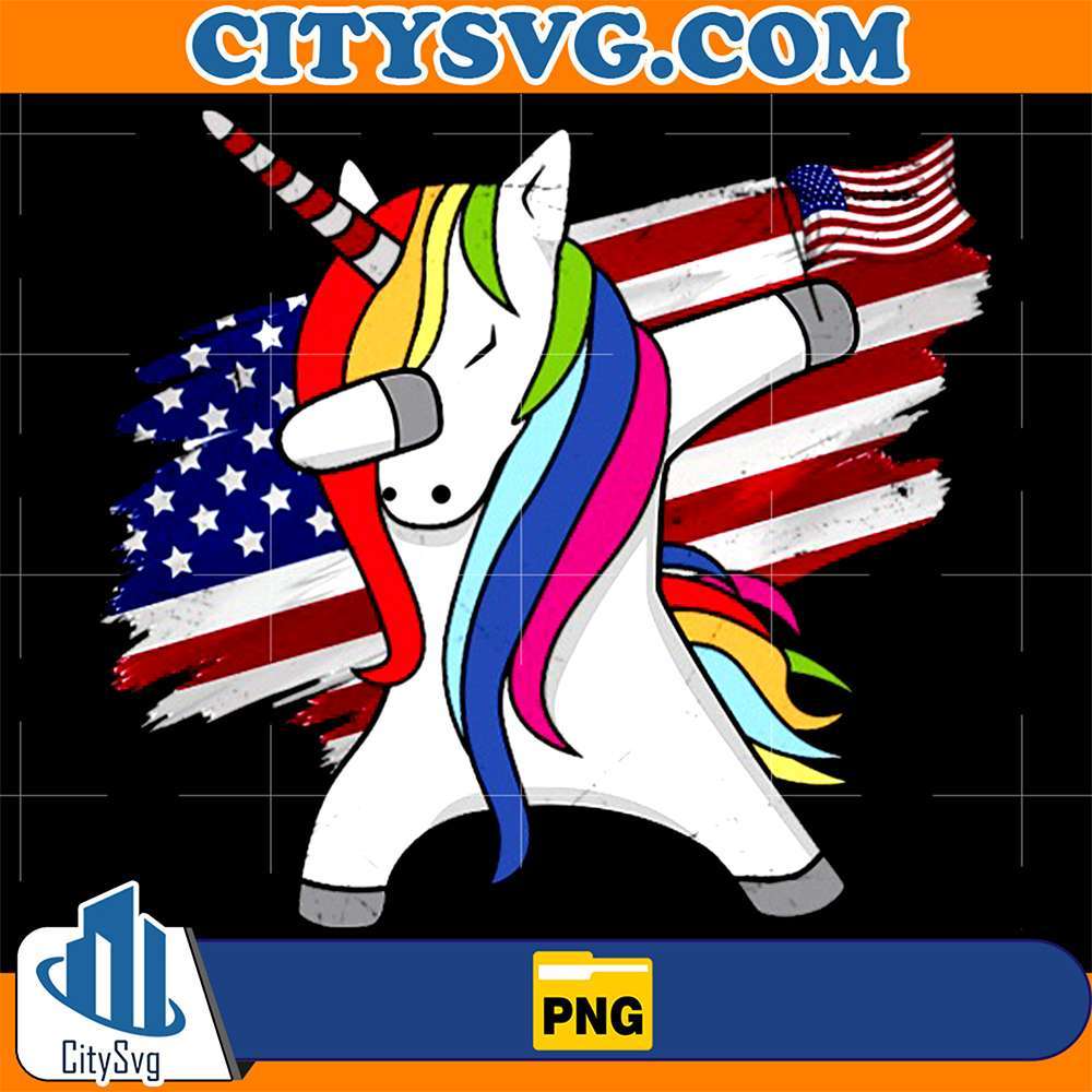 Dabbing-Unicorn-4th-Of-July-Patriotic-American-Flag-Png