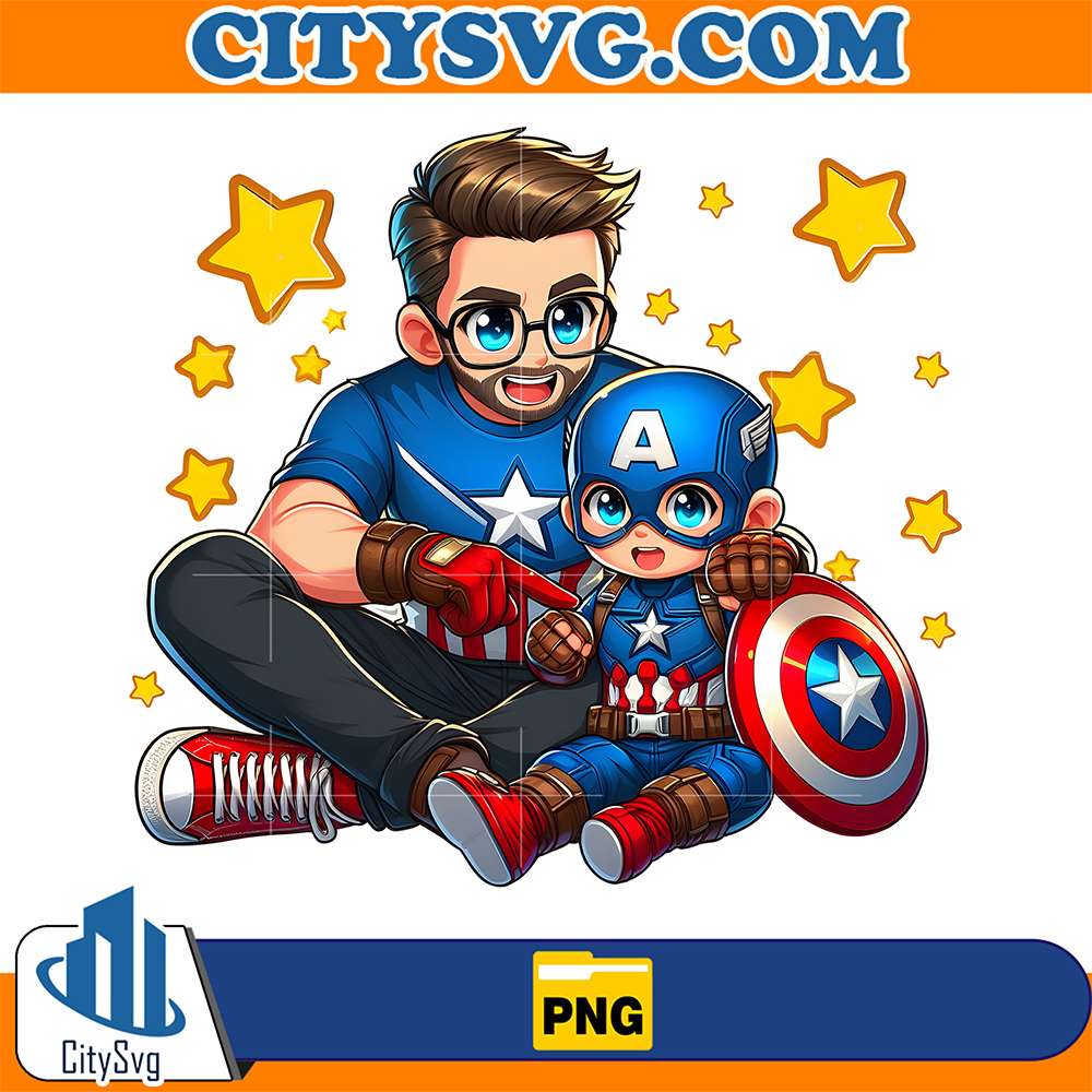 Dad-And-Son-Superhero-Captain-America-Png