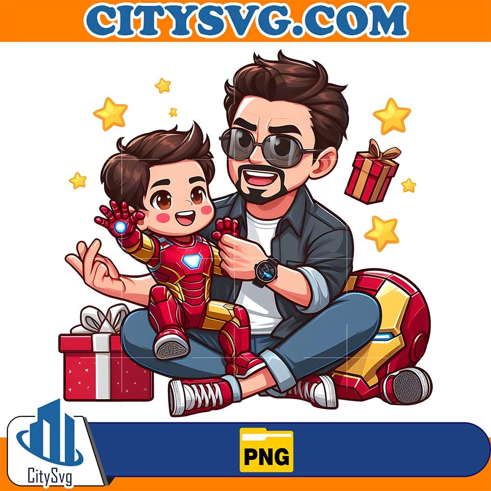 Dad-And-Son-Superhero-Iron-Man-Png